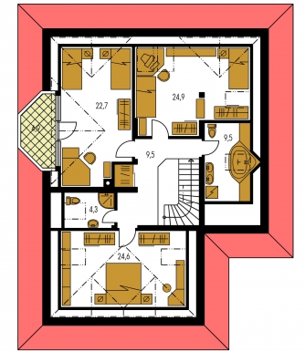 Grundriss des Obergeschosses - BUNGALOW 89